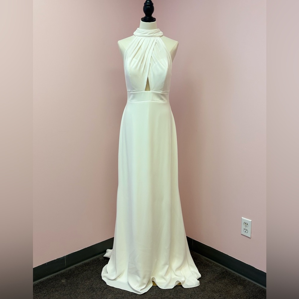 Madison James MJ1056 “Goldie” size 10 NWOT Elegant White Halter Dress